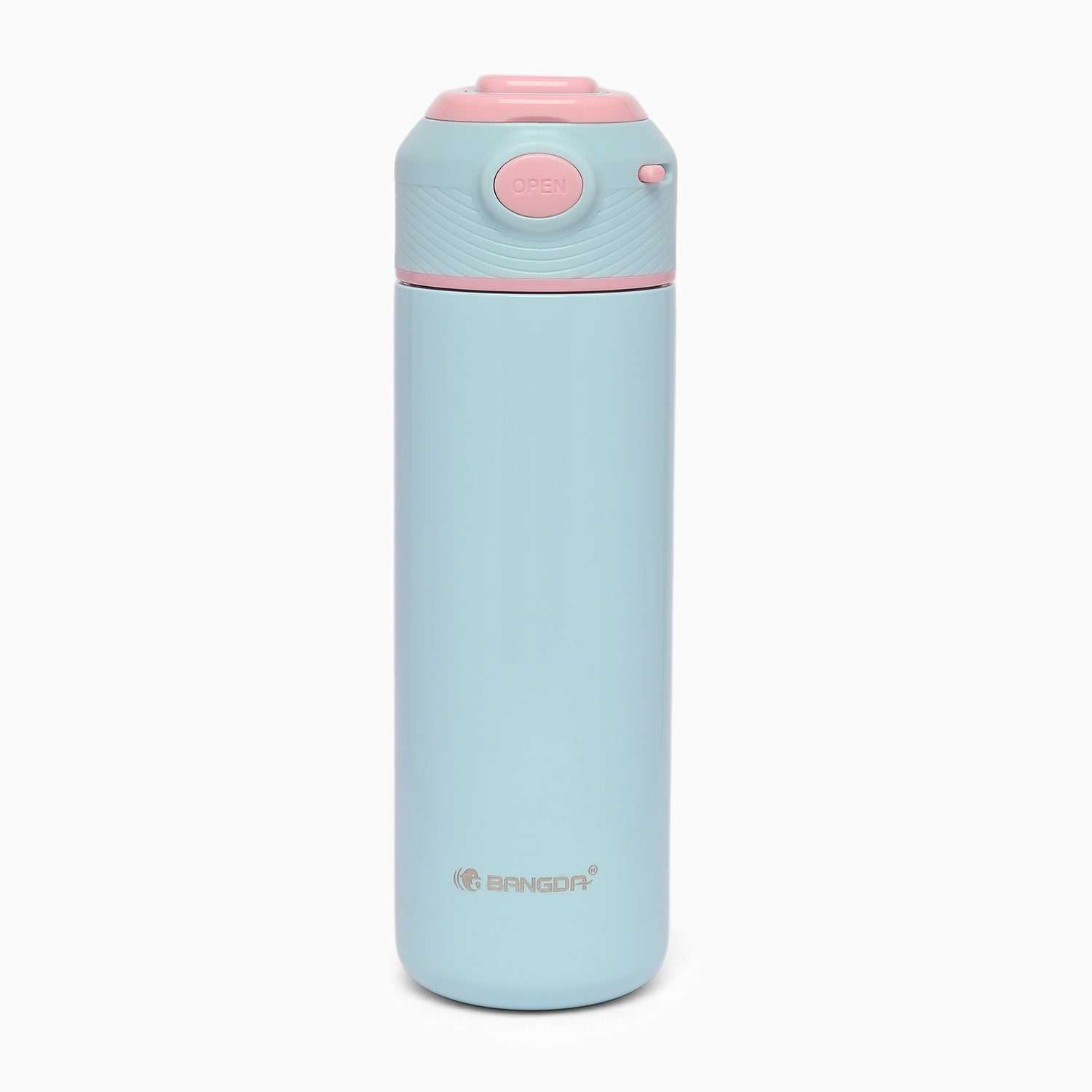 Premium quality vacuum stainless steel insulated sipper bottle lockable popup lid- 450ml (baby blue) - Kidspark